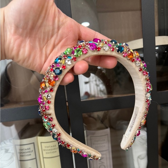 Jennifer Behr Mimi Embellished Headband colorful rainbow silk jewels - Picture 2 of 14